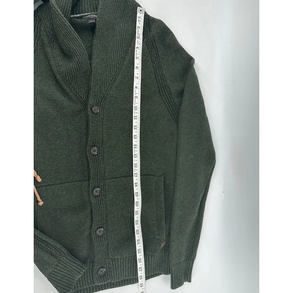 Banana Republic Cotton Cardigan Mens M Green Fisherman Dark Academia Preppy